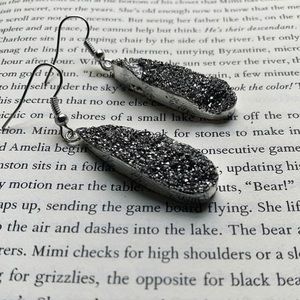 Platinum Druzy Earrings in Silver